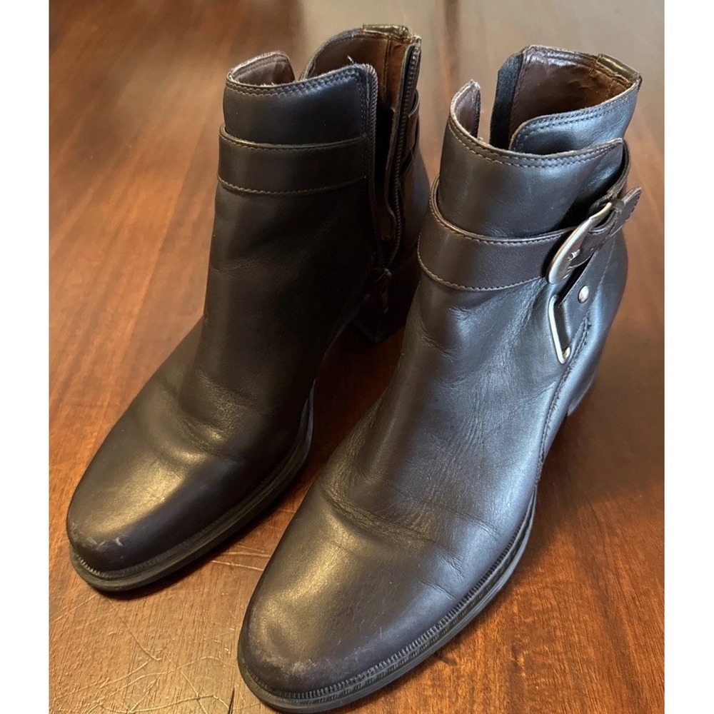 Indeed Leather Ankle Boots Women's 8M Brown Buckle Strap Zip Made in Brazil